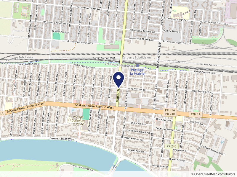 Map showing the visiting location on 51 Tupper St N in Portage la Prairie